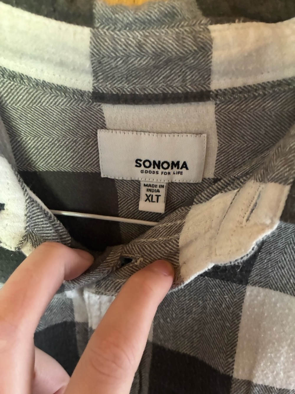 Sonoma Black and White Mens Buffalo Check Button-Down Shirt Size XLT - Picture 4 of 9